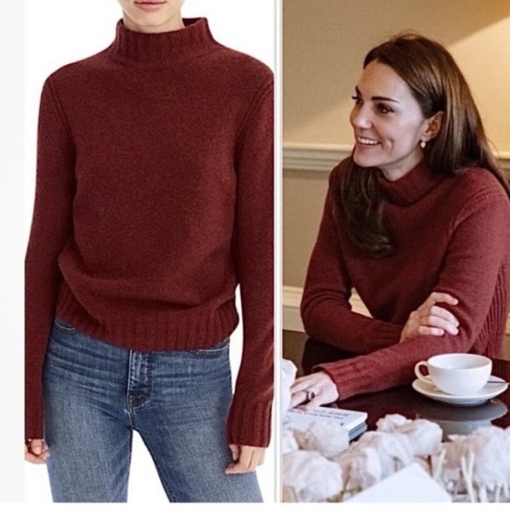 Point Sur Wool Alpaca Blend High Mock Neck Sweater Rust Red Womens Size S
